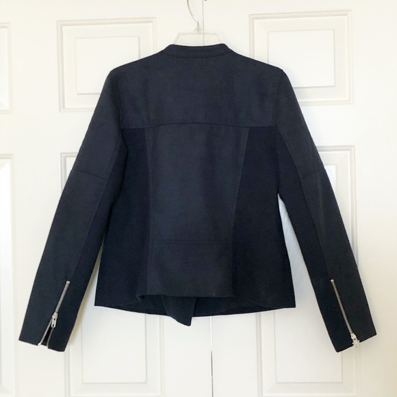 Trouve Navy asymmetric zip moto inspired coat sz L - Picture 5 of 8